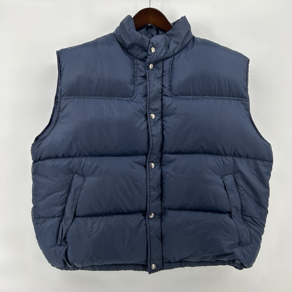 Hesterdown Down Feather Puffer Vest Mens XL Navy Blue Camp Gorpcore Heritage VTG